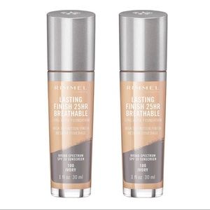 Rimmel Lasting Finish Breathable Foundation, Ivory, 1 Fl Oz, Pack of 2
